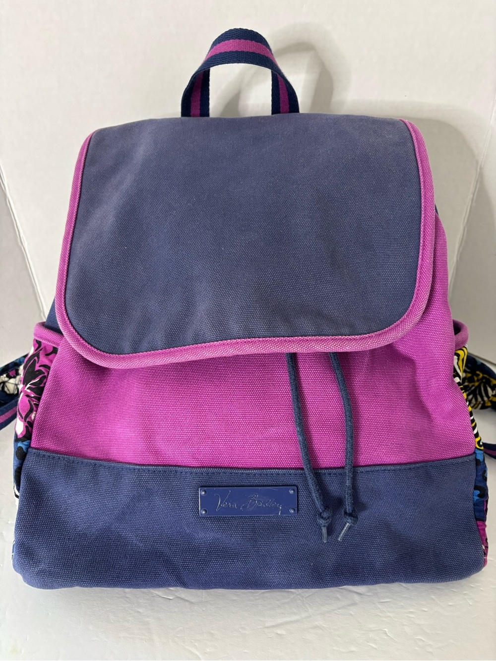 Vera Bradley Navy Blue & Pink Canvas Backpack